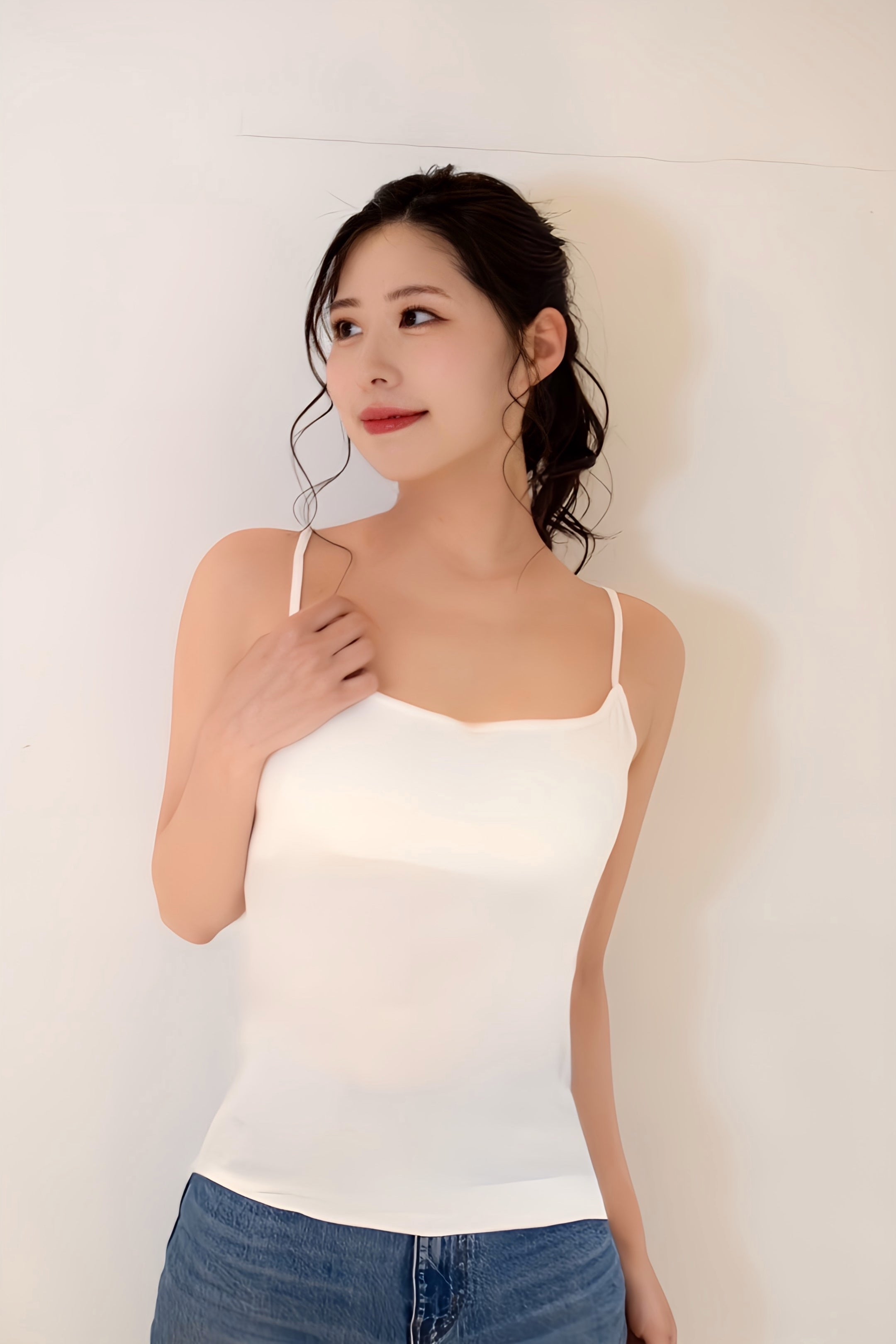 美シルエット冷感キャミソール(綿混)
