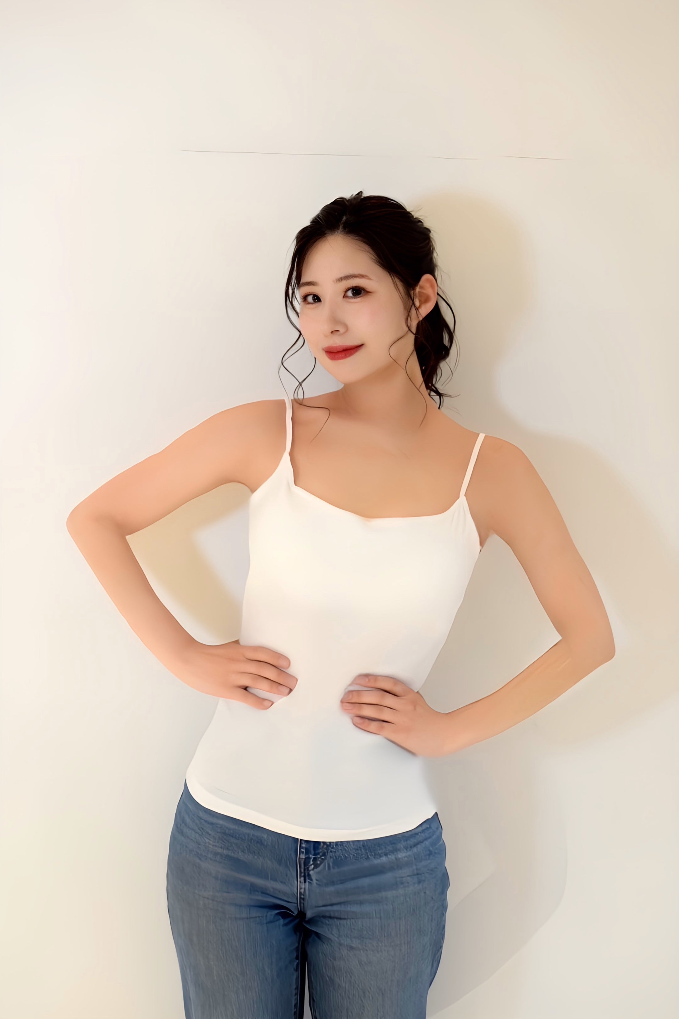 美シルエット冷感キャミソール(綿混)