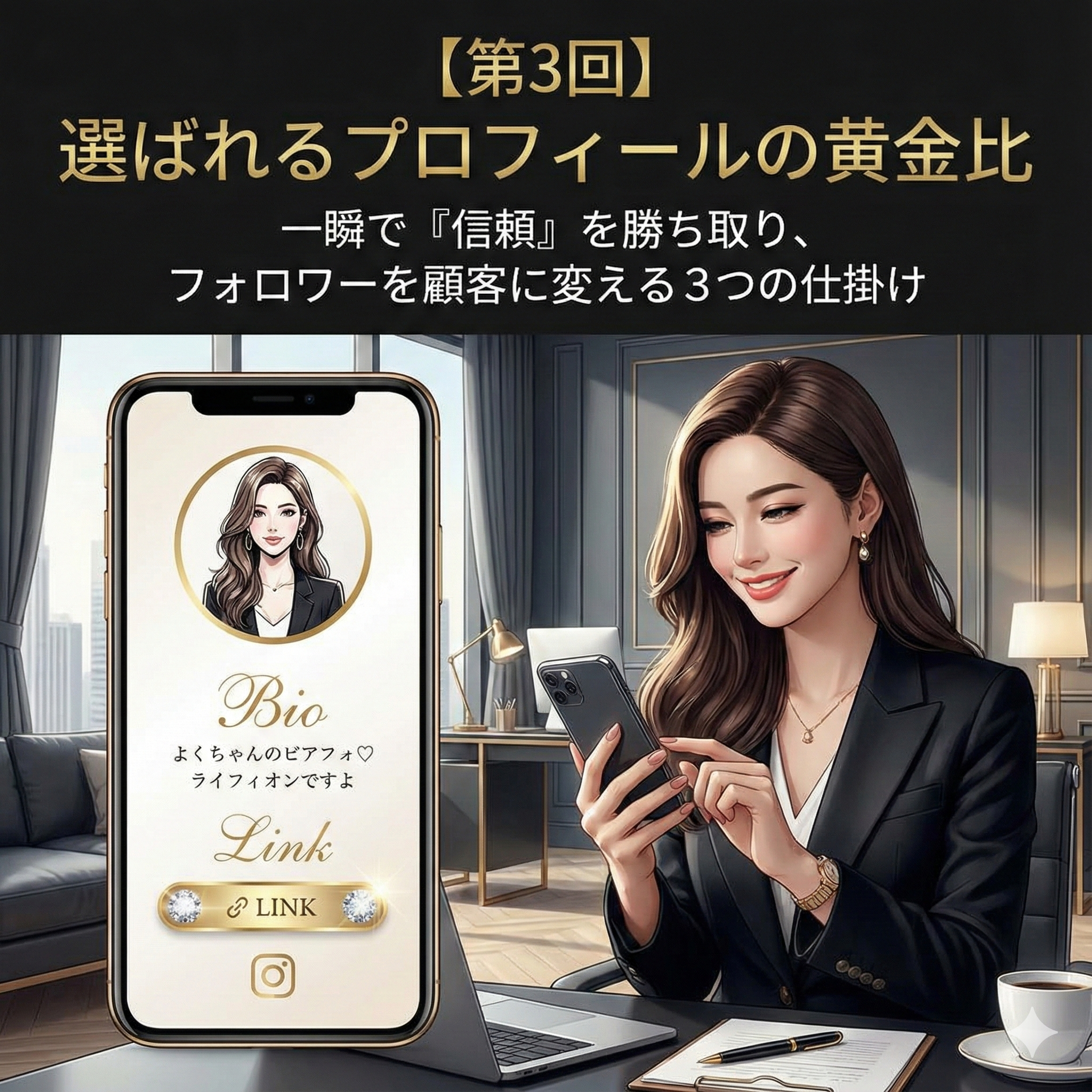 選ばれるプロフィールの黄金比： 一瞬で「信頼」を勝ち取り、フォロワーを顧客に変える3つの仕掛け